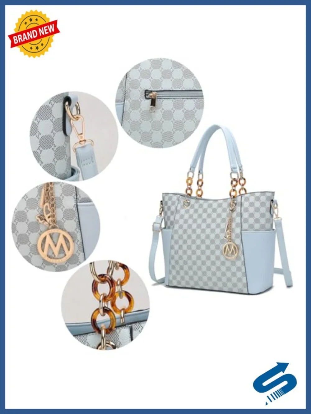 Vegan Leather Tote Handbag Set with Wallet, Top Handle, Crossbody Strap